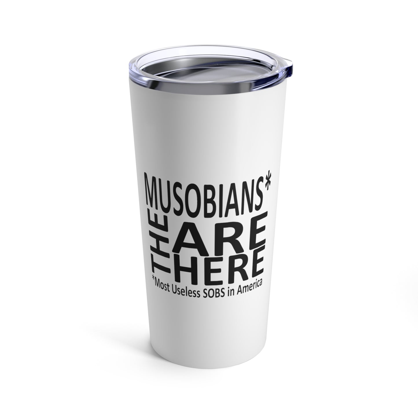 Close-up of Binder Lady political satire tumbler artwork with podium and distressed flag