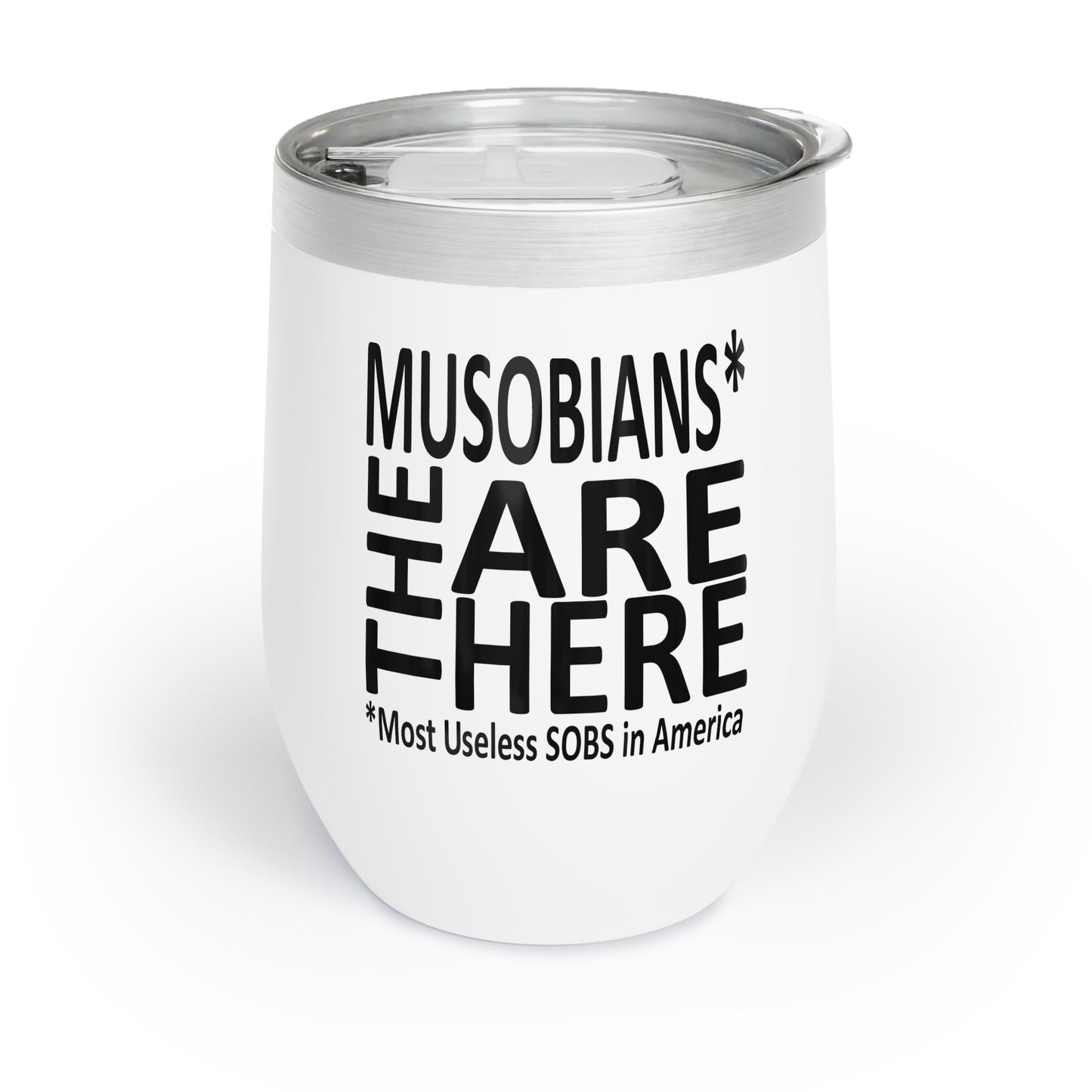 Back of the Capitol Devils wine tumbler featuring the Musobians Are Here logo