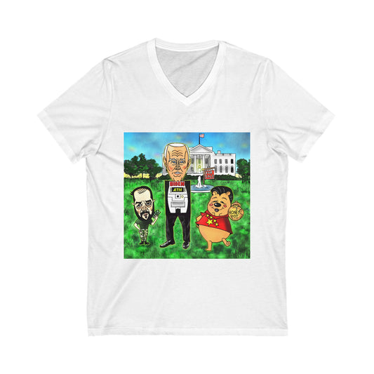 Biden ATM - Unisex Jersey Short Sleeve V-Neck Tee