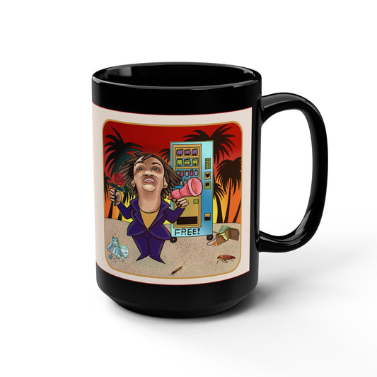 Angry Nixon black 15 oz mug featuring Angie Nixon political satire artwork
