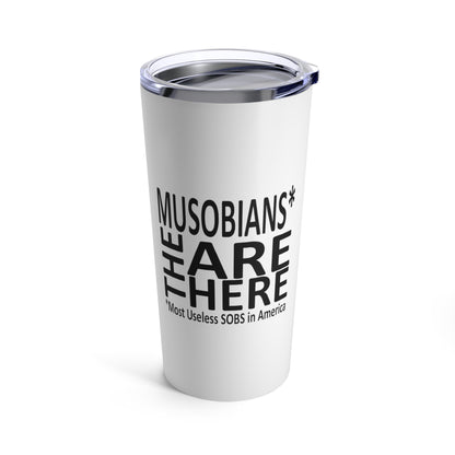 Close-up of Binder Lady political satire tumbler artwork with podium and distressed flag