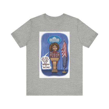 Binder Lady Musobia political satire artwork on gray T-shirt