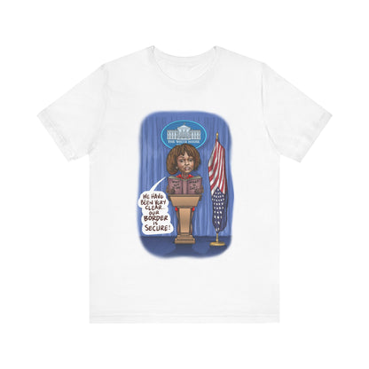 Binder Lady Musobia political satire artwork on white T-shirt