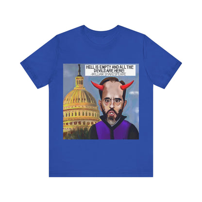 Blue Capitol Devils political satire T-shirt featuring original Musobia artwork of Jack Smith at the Capitol
