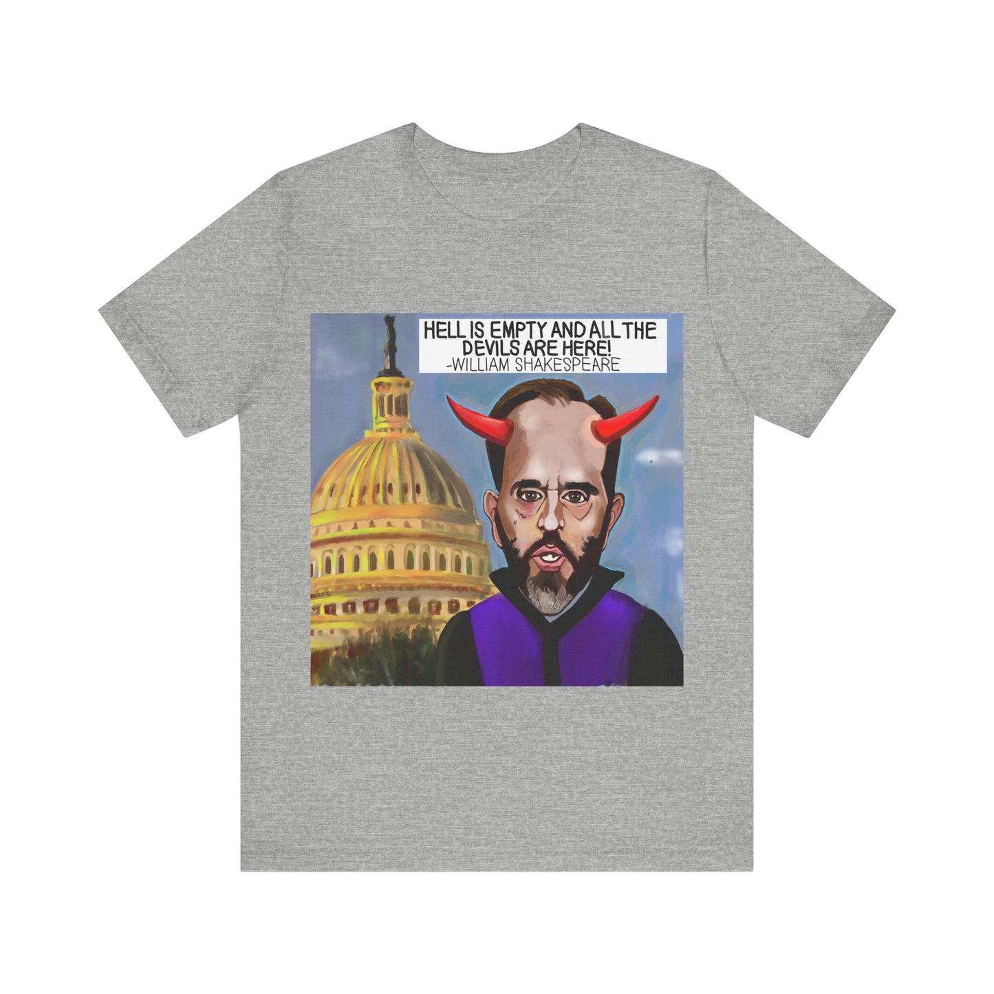 Grey Capitol Devils political satire T-shirt with Jack Smith depicted as a horned figure at the U.S. Capitol