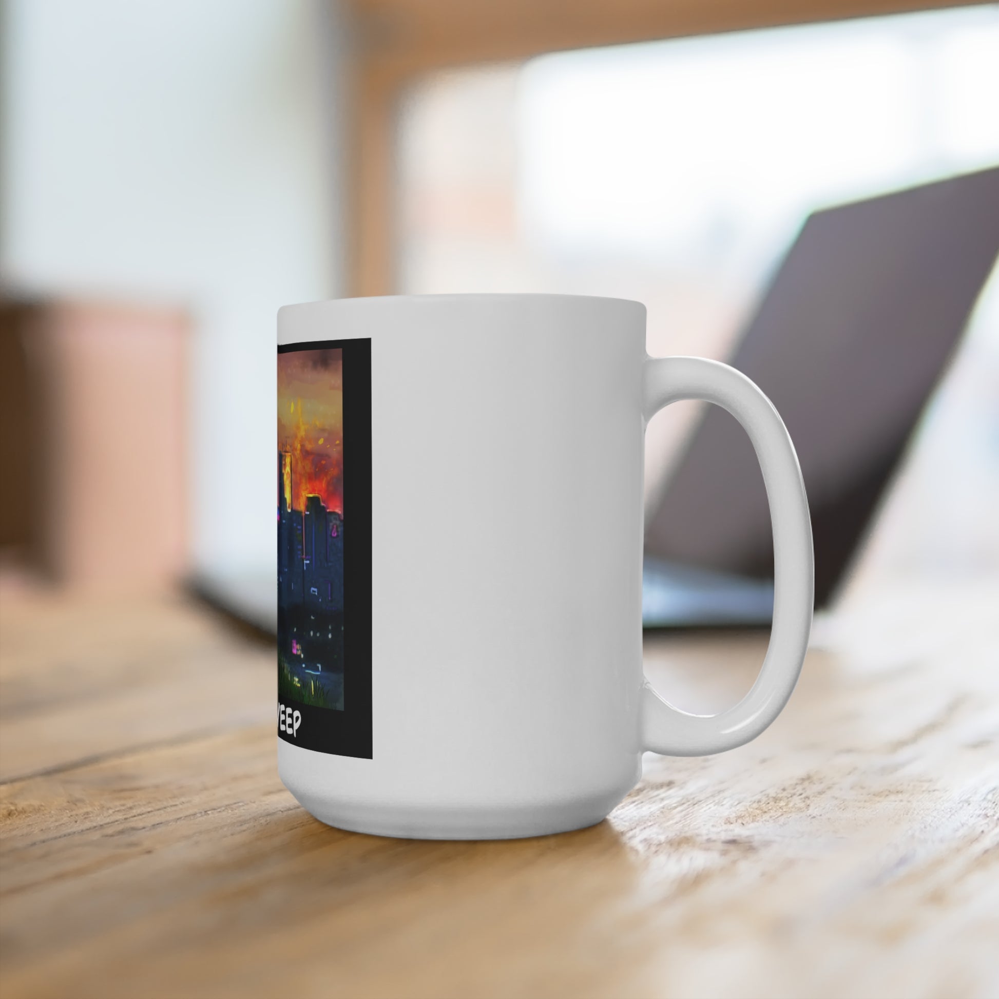 Side view of Chinese Veep Musobia political satire 15 oz mug