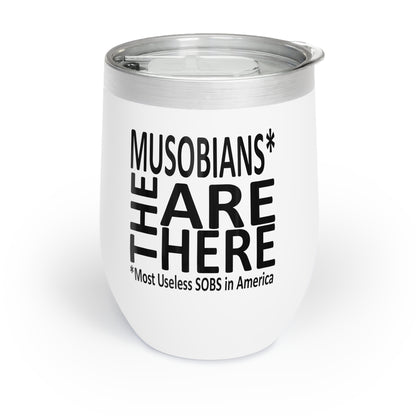 Reverse view of the Clueless VP political satire wine tumbler