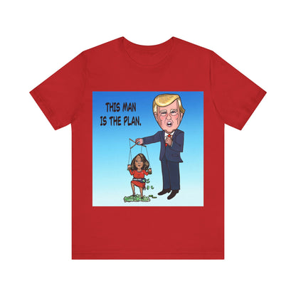 Red Fani Pac political satire T-shirt featuring Donald Trump holding a Fani Willis puppet
