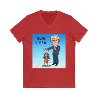 Red Fani Pac political satire V-neck T-shirt inspired by Fani Willis and Donald Trump