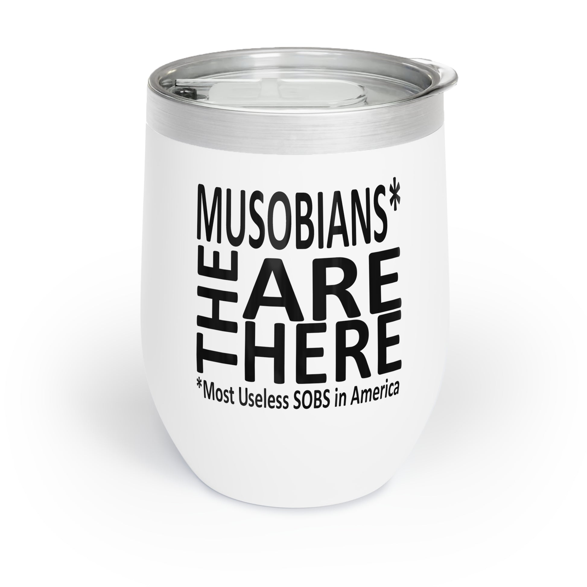 Back of the Capitol Devils wine tumbler featuring the Musobians Are Here logo
