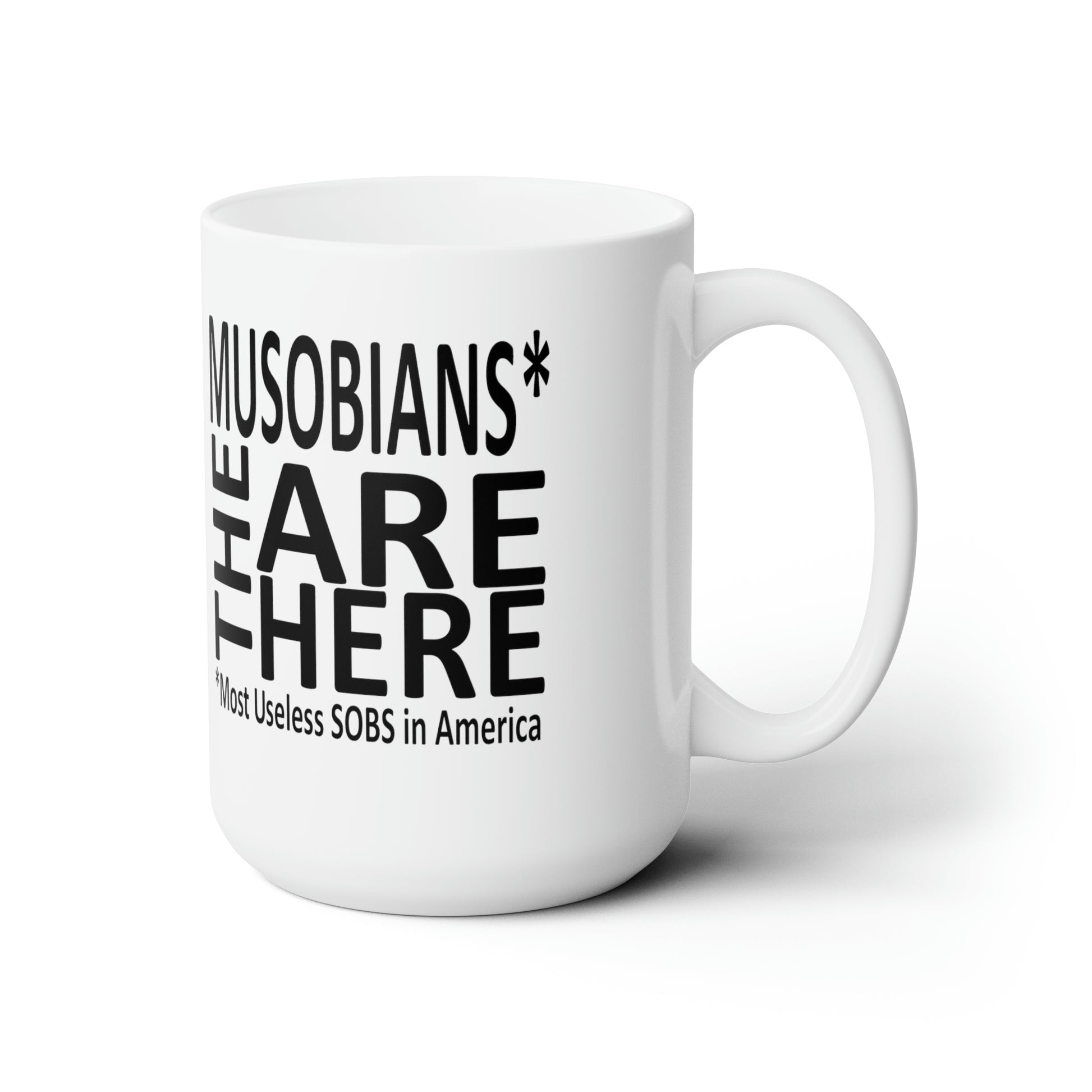 Back of the Capitol Devils 15 oz mug featuring the Musobians Are Here logo