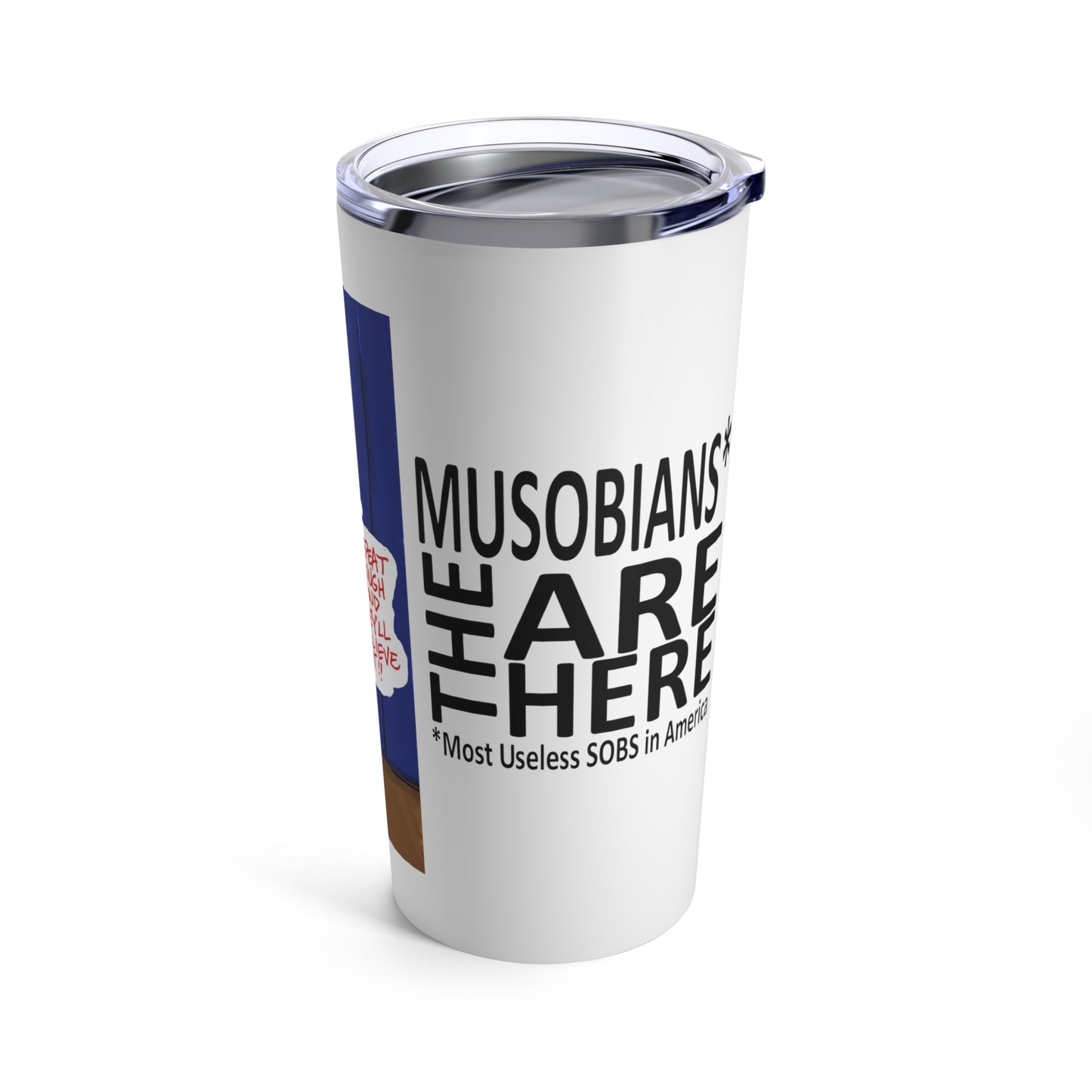 Shifty Adam Schiff funny political gift tumbler showing the reverse side of the 20 oz design