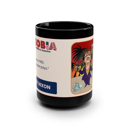  Angry Nixon conservative comedy mug in glossy black ceramic side view
